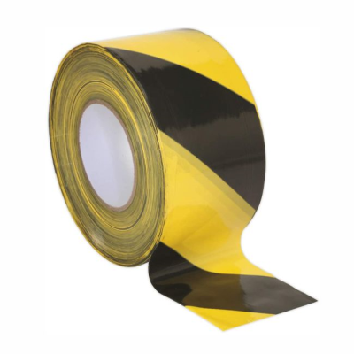 Barrier Tape Black/Yellow Hazard Tape 70mm x 500m 