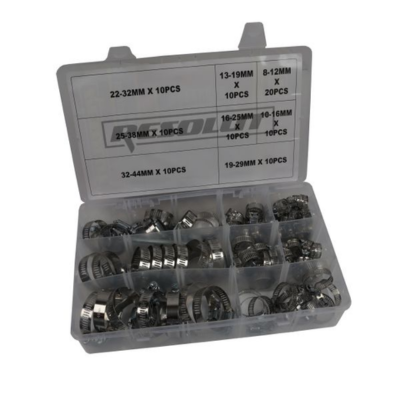 91PC ASSORTED STAINLESS STEEL HOSE CLAMPS 8 - 44MM