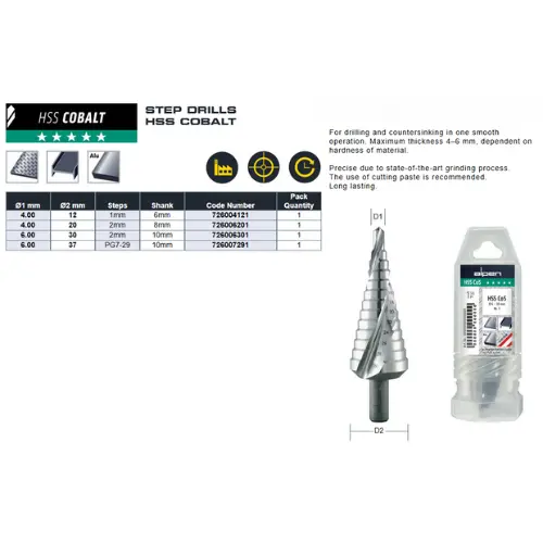 Alpen HSS Cobalt Step Drills Info.webp