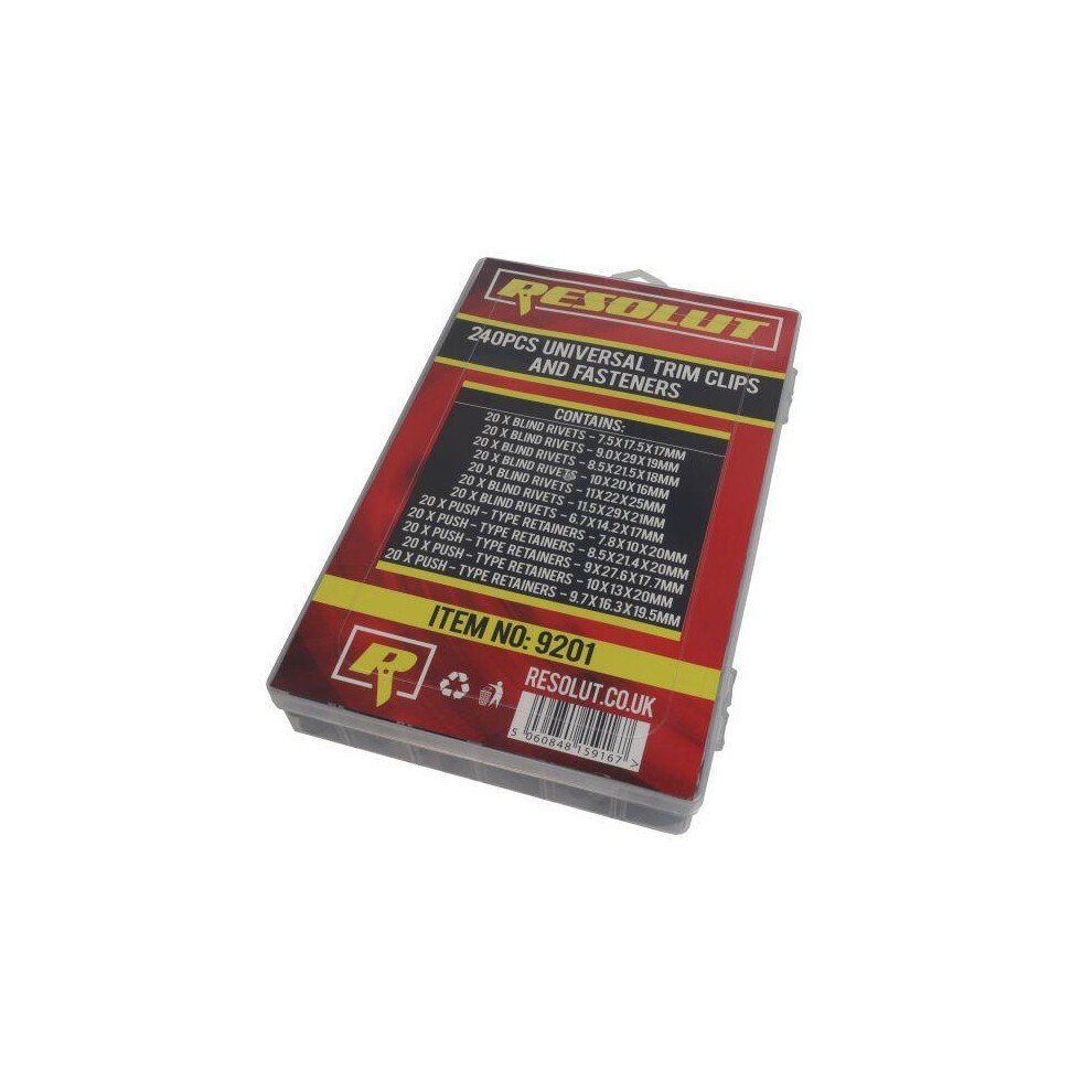 US PRO 240pc Universal Trim Clips and Fasteners