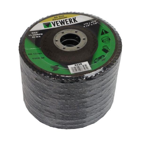 [BER8227] Vewerk 115mm Zirconium Flap Discs Pk10 (40G)