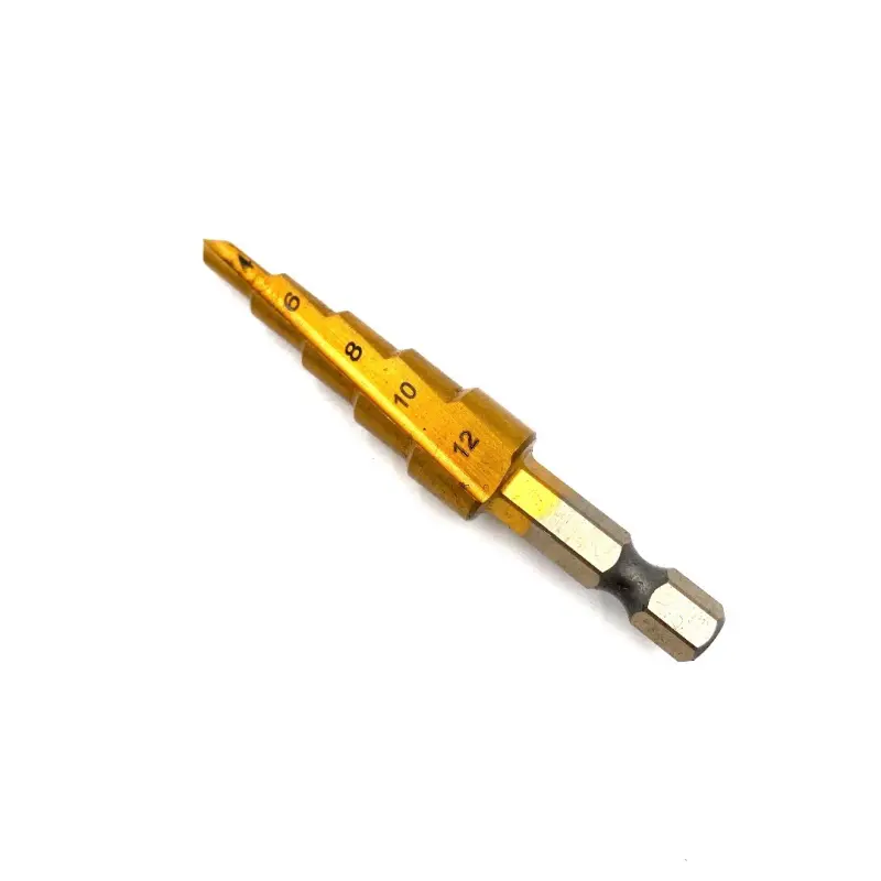 PTI HSS Tin-Coated Step Drill with 1/4" Hex Fitting