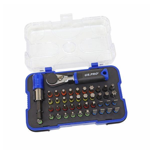 US PRO 43pc Screwdriver Bit Set with Ratchet