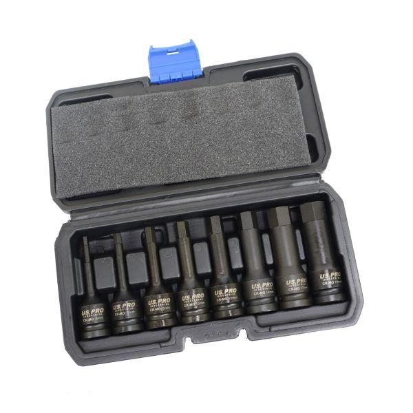US PRO 8pc 1/2" Drive Impact Hex Bit Socket Set