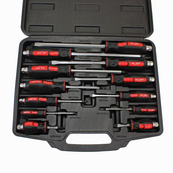 US PRO 12pc Go Through Screwdriver Set SL+PZ
