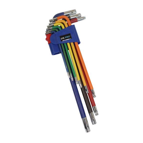 US Pro 9Pc Multicoloured Extra Long Star Key Set