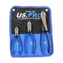 US PRO 3pc 8" Nickel-Ferrous Finish Pliers Set