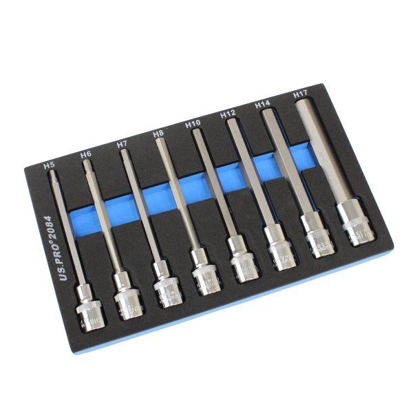 US PRO 8pc 1/2” Drive Long Hex Bit Socket Set