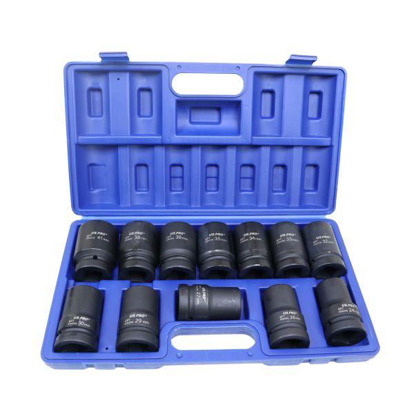 US PRO 12pc 1" Drive 6 Point Deep Impact Metric Socket Set