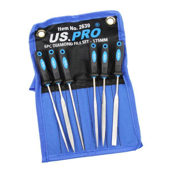 US PRO 6pc Diamond File Set 175mm