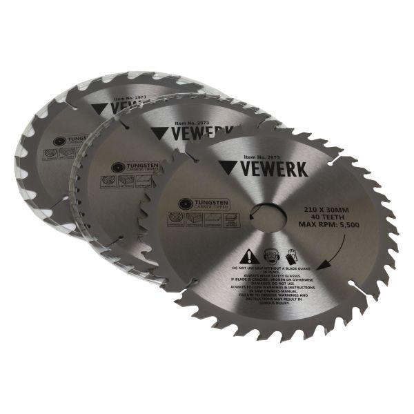 Vewerk 2pk 210 x 30mm TCT Circular Saw Blades 40T, 48T