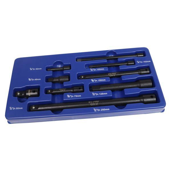 US PRO 9pc Impact Extension Bar Set 1/4" - 3/8" - 1/2"