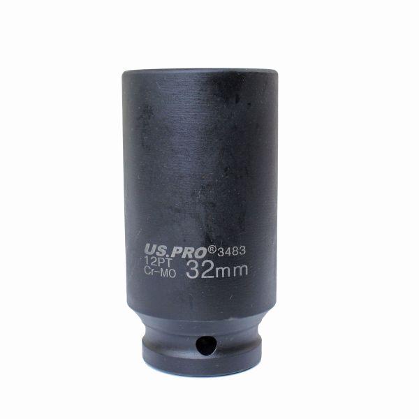 US PRO 32mm Hub Nut Socket - 12 Point 1/2" Drive