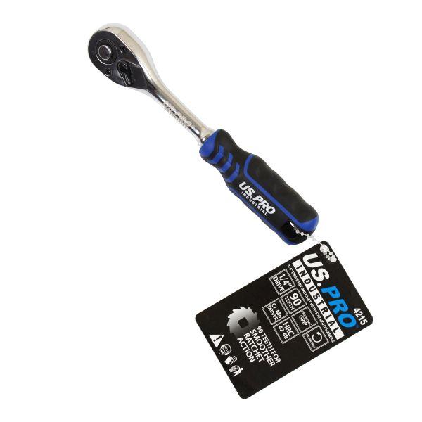 [BER4215] US PRO 1/4" Drive 90T Ratchet Straight Grip Handle