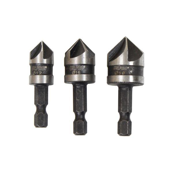 [BER7124] US PRO 3pc Countersink Set 5 Flute 90 Degree Chamfer