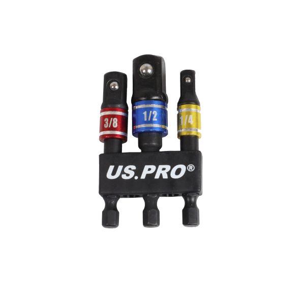 US PRO 3pc Impact Driver Colour Coded Socket Adaptors