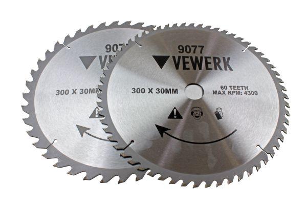 Vewerk 300mm x 30mm TCT Circular Saw Blade 40T and 60T - Pack of 2