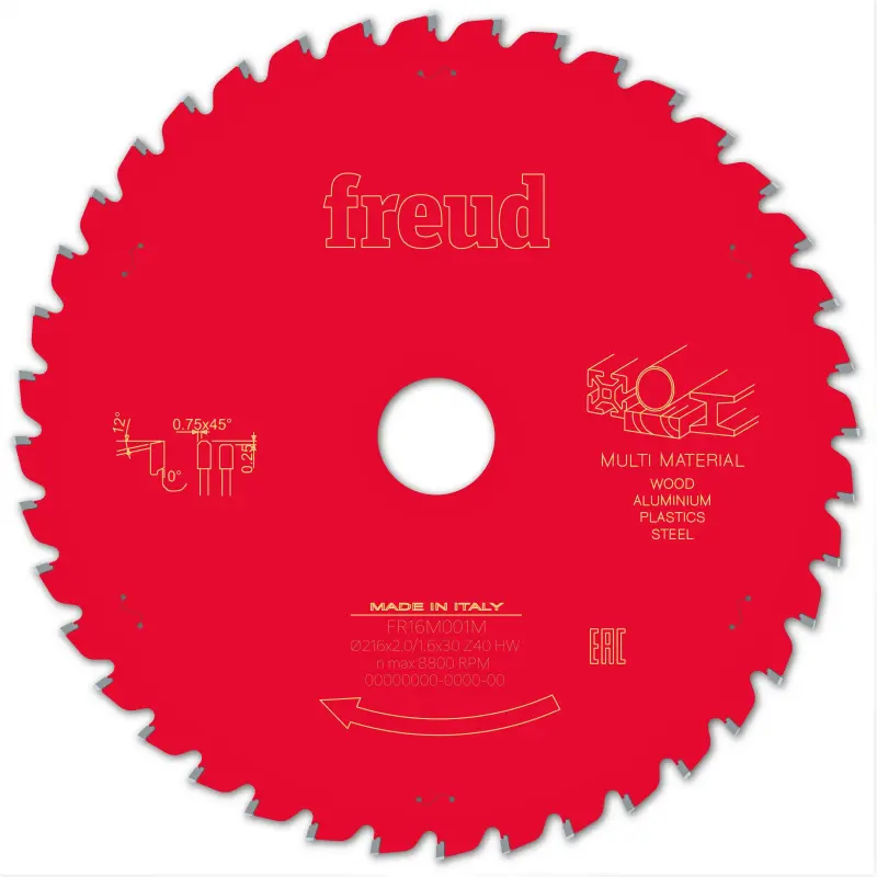 Freud Circular Sawblade Miter Multi Material 216 x 30 x 2.0/1.6 x T40 LP91M 003P