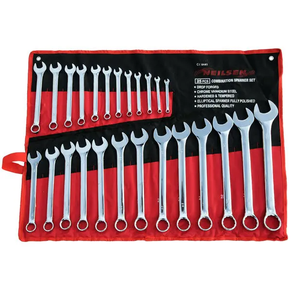 Neilsen Combination Spanner Set - 25pc 6-32mm Silver Finish