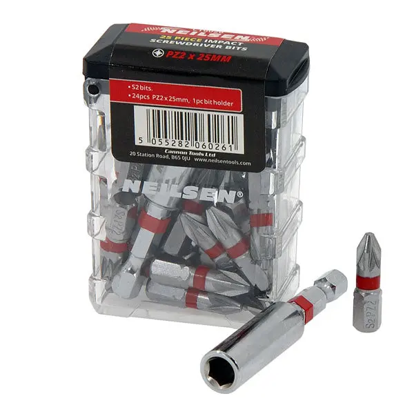 [CT1599] Neilsen PZ2 25mm Screwdriver Bits Box of 15