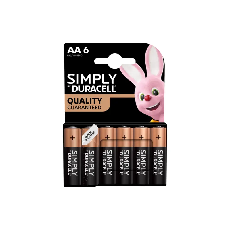 Duracell Simply AA Batteries MN1500 6 Per Card