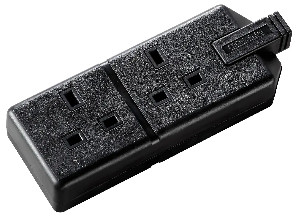 Masterplug 13 Amp Double Black Trailing Socket
