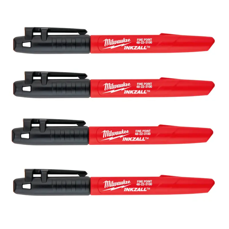 Milwaukee Inkzall Black Fine Markers 4 Pack