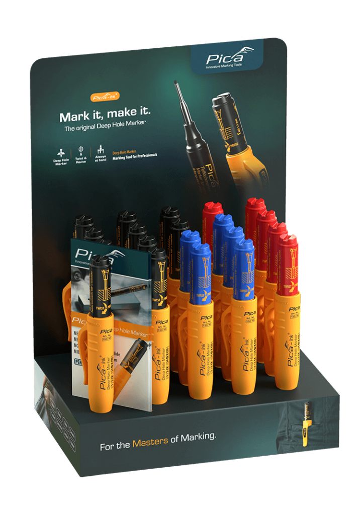 Pica Ink Display Includes: 10 Black ,5 Red, 5 Blue Markers