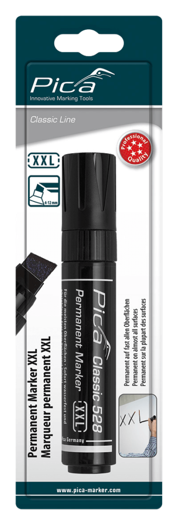 Pica Permanent Marker XXL Black 4-12mm Blister Pack