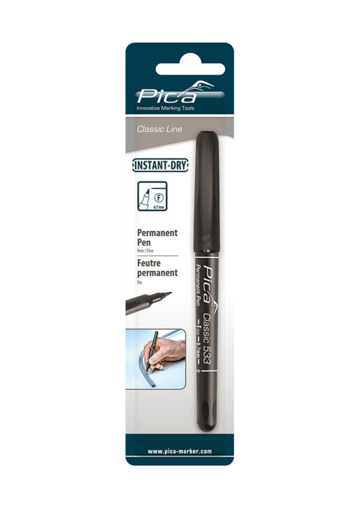 Pica Permanent-Pen 'F' Black Round Tip 0.7mm Blister