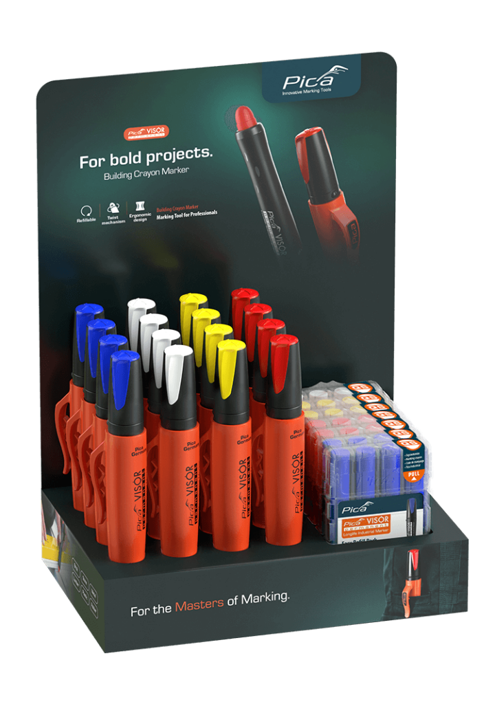 Pica Visor Permanent Marker Display (16 Visors & 8 Refill Sets)