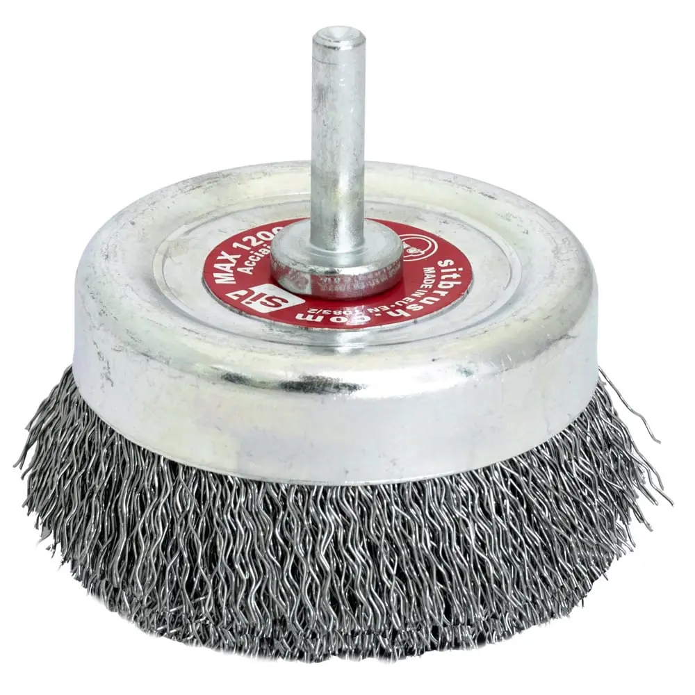 SIT 70mm X 6mm Shaft Steel Crimped Cup Brush T70