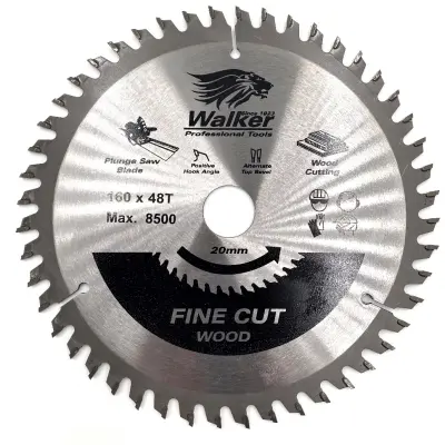 [PJW-CM16048FS] Walker 160mm 48 Tooth 20mm Bore Plunge Saw Blade CM16048FS