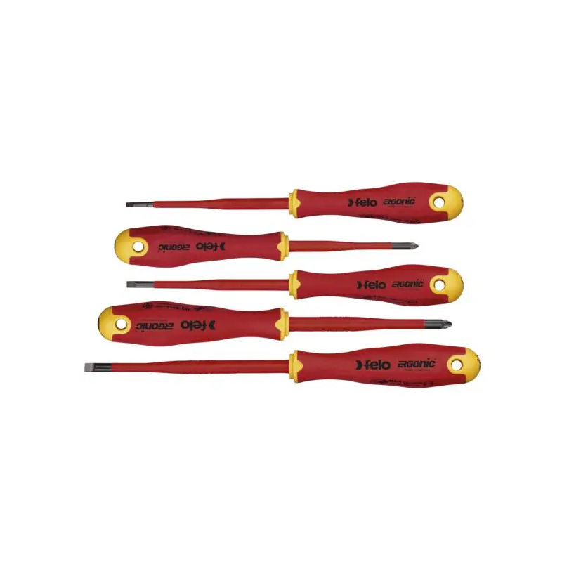 [PJW-F413-853-98] Felo 5pc VDE E Slim Ergonic Gel Grip Screwdriver Set