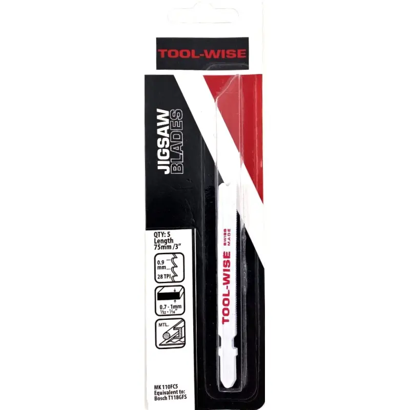 PTI 75mm 28tpi HSS Milled Jigsaw Blade T118GFS Pack 5