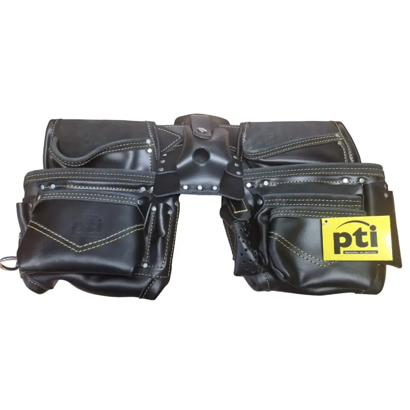 [PTI0107BLK] PTI Premium Black Leather Adjustable Double Carpenter Tool Belt