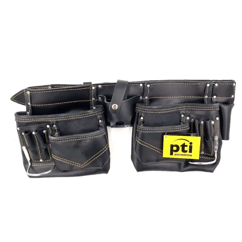 [PTI0108BLK] PTI Premium Black Leather Double Carpenter Tool Belt