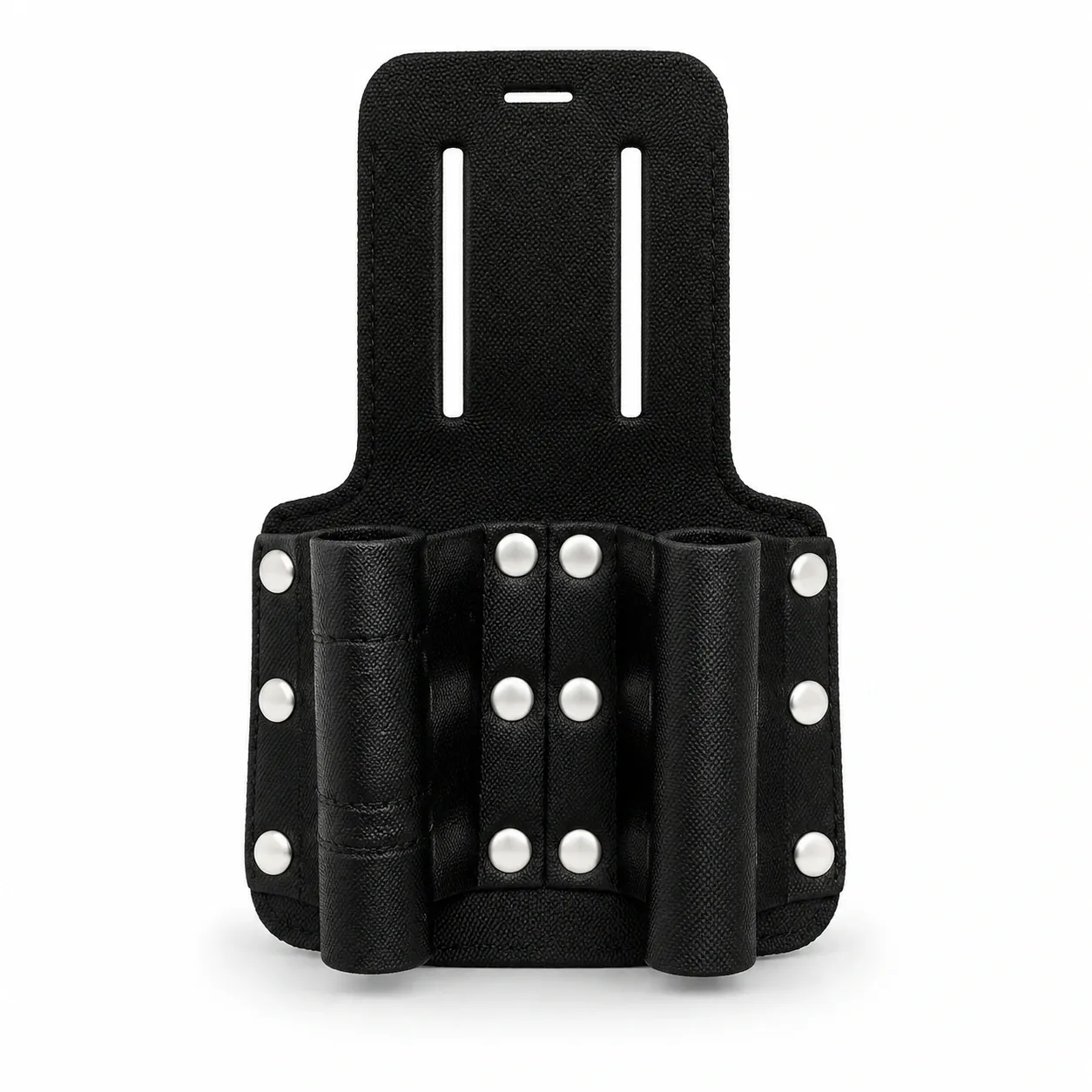 [PTI0167BLK] PTI Premium Black Leather Twin Frog Pouch