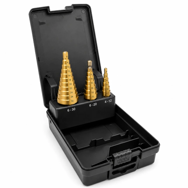 [PTI0287] PTI 3pc HSS Step Drill Set with 1/4" Hex Shank