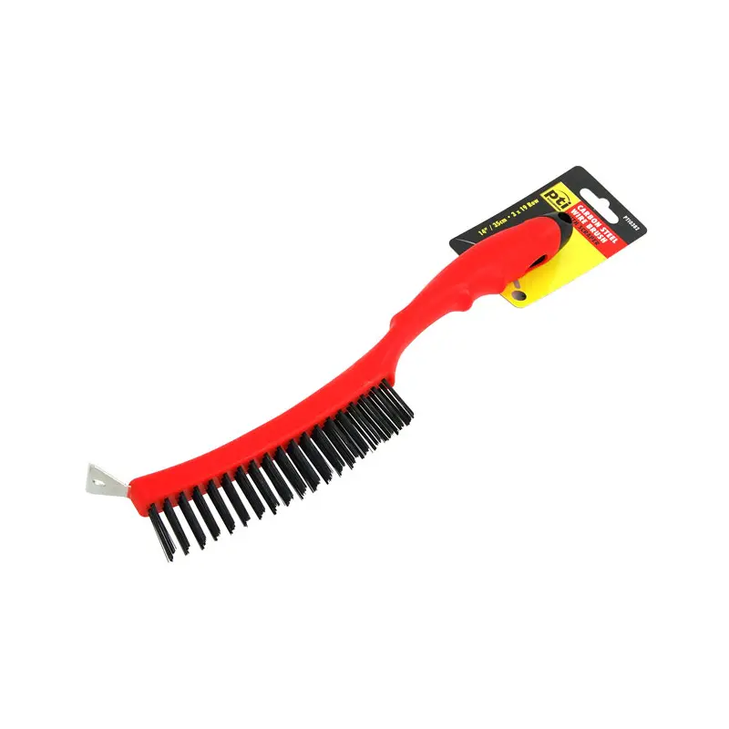 PTI 14 inch Carbon Steel Wire Brush with Scraper