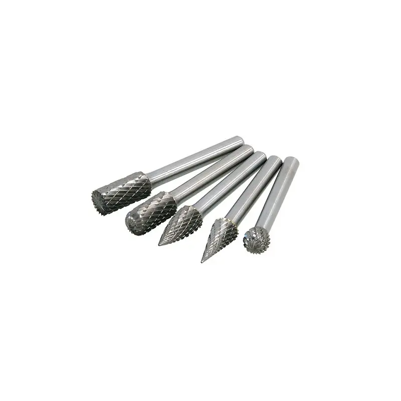 5 pc HSS Rotary Burr Set Diamond Cut 10mm Diameter with 6mm Shank