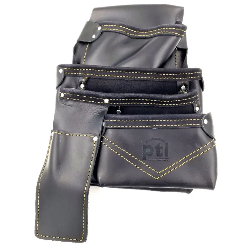 [PTI0628BLK] PTI Premium Black Leather Single Framers Tool Pouch