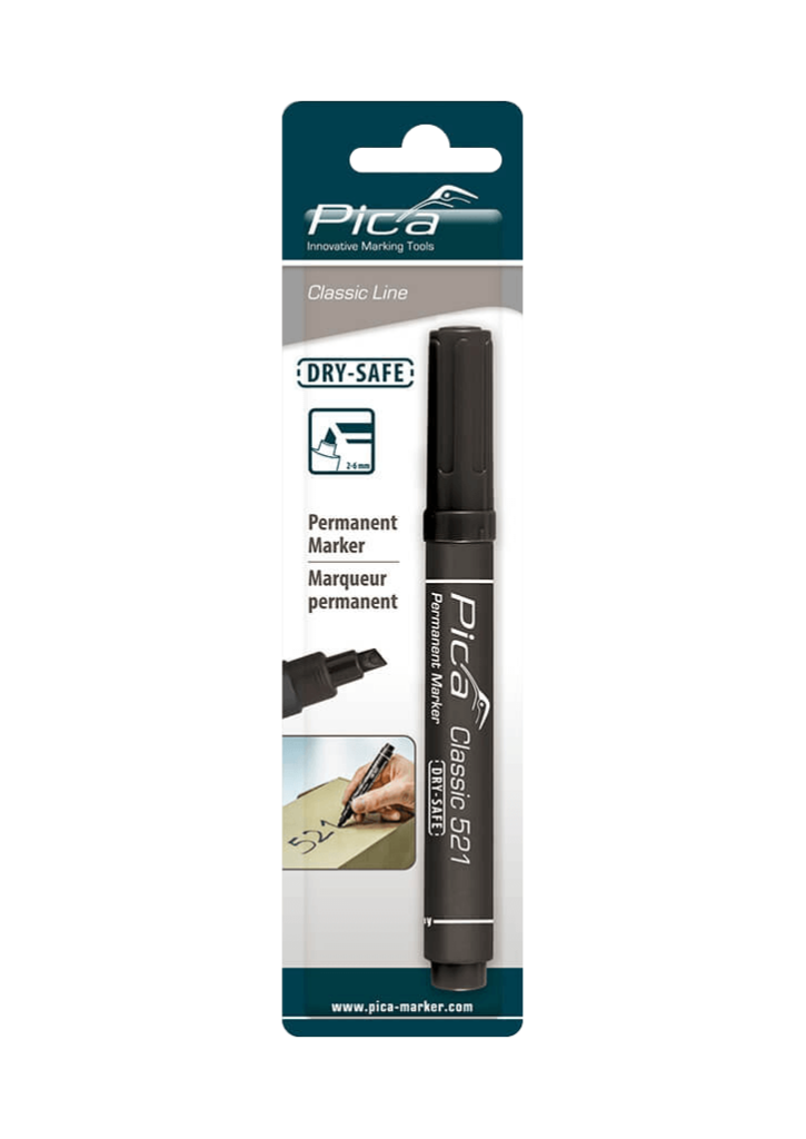 [PICA520-46-SB] Pica Classic Permanent Marker with Round Tip Blister Pack (Black)