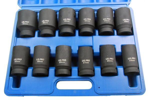 12PC 3/4" DR 6PT DEEP IMPACT SOCKETS METRIC