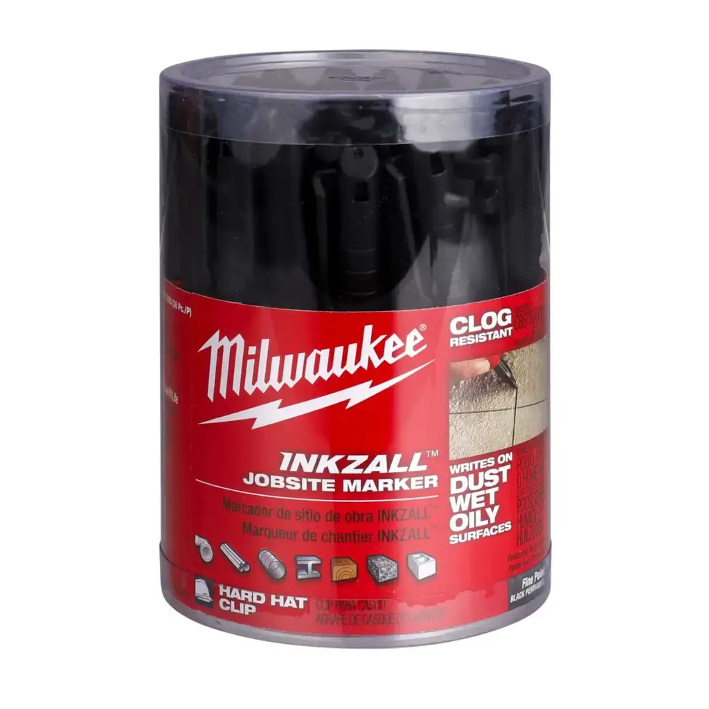 [MIL48223100] Milwaukee Inkzall Black Fine Marker Pack 36