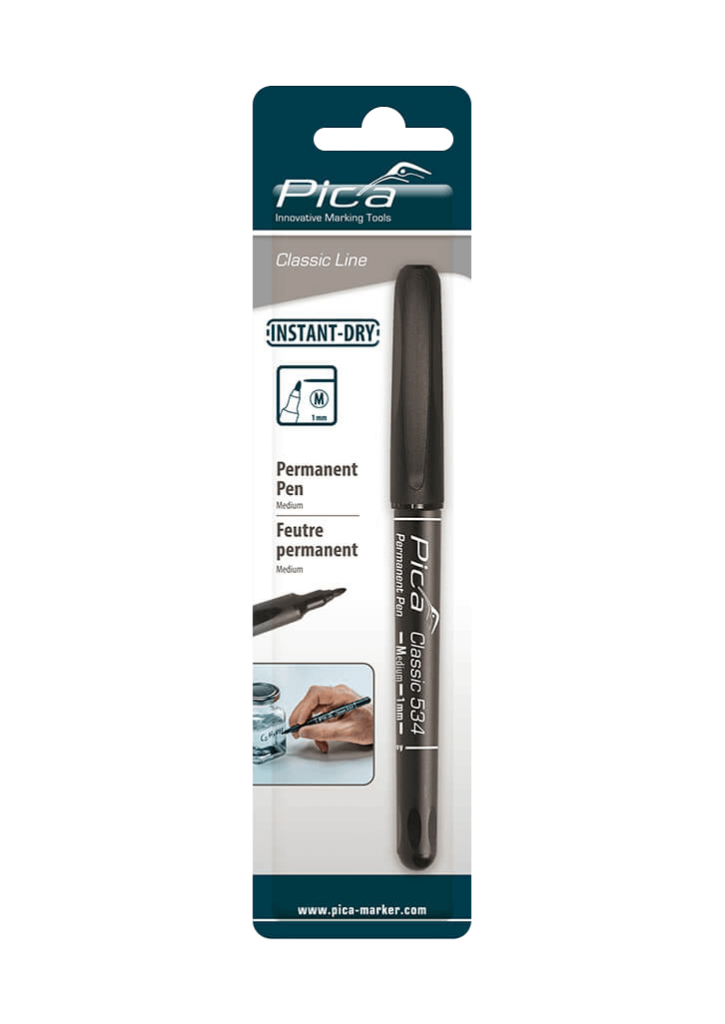 Pica Permanent-Pen 'M' black round tip 1.0mm, blister pack