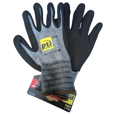 PTI Size 9 Grey Sandy Nitrile Gloves - Pack 12