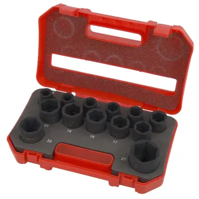 Cenata 13pc 10-27mm 1/2" Drive Impact Socket Kit