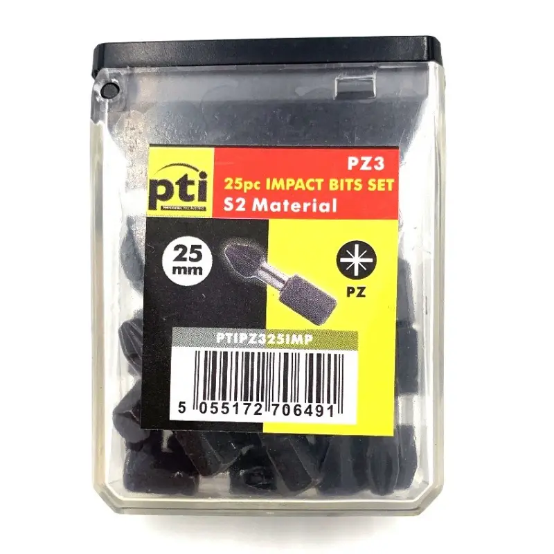 [PTIPZ325IMP] PTI Impact Screwdriver Bits in Tic Tac Boxes (Pozi, PZ3, 25mm, PK25)