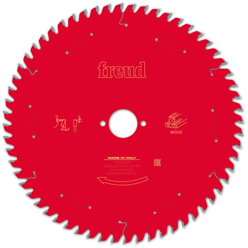 Freud Circular Sawblade 250 x 30 x 2.8/1.8 x T60 Table Wood